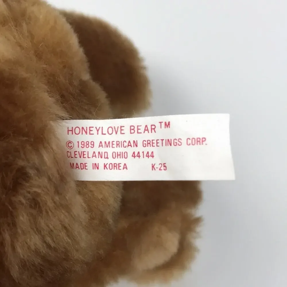 Vtg 1989 American Greetings Honeylove Bear Plush 8'' Stuffed Santa Hat Bow Toy